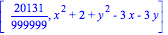 [20131/999999, x^2+2+y^2-3*x-3*y]